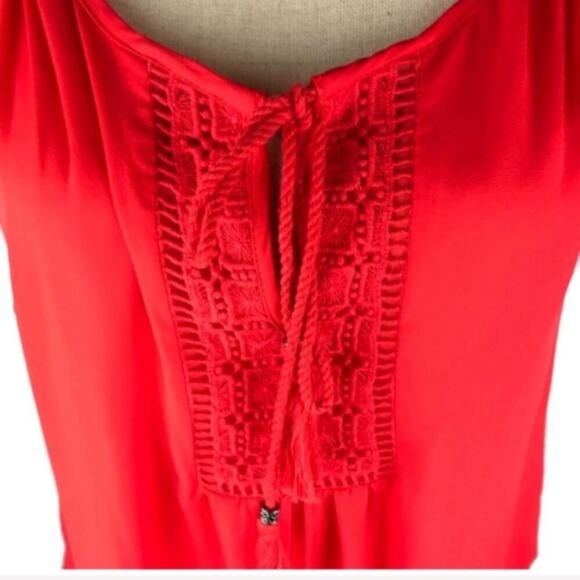 DR2 Lace Bib Tank Top by Daniel Rainn Pleat Back Blouse Sz Small Orangina Womens - Picture 6 of 8
